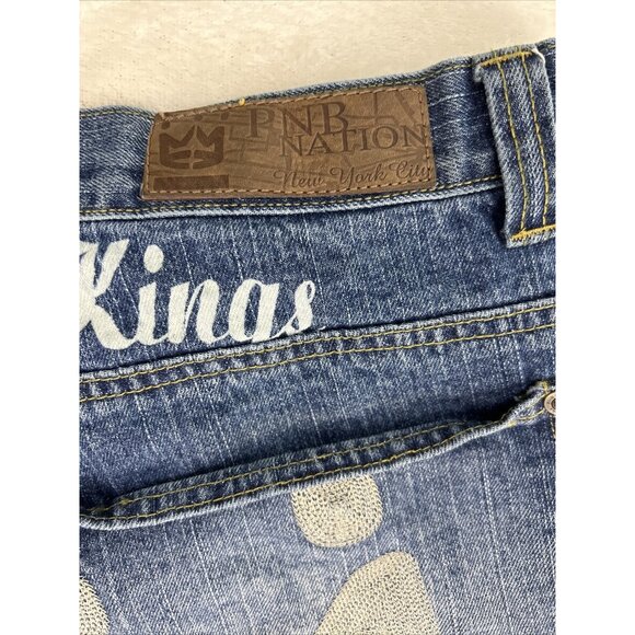 PNB NATION Jeans Men’s Size 38 X 34 Hip Hop Baggy Wide Leg Y2K VTG Blue - Picture 12 of 14